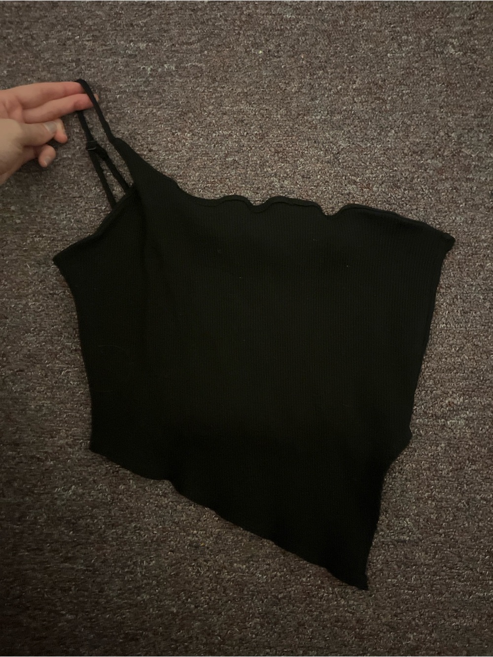 Forever 21 Black One-Shoulder Ribbed Asymmetric Crop Top